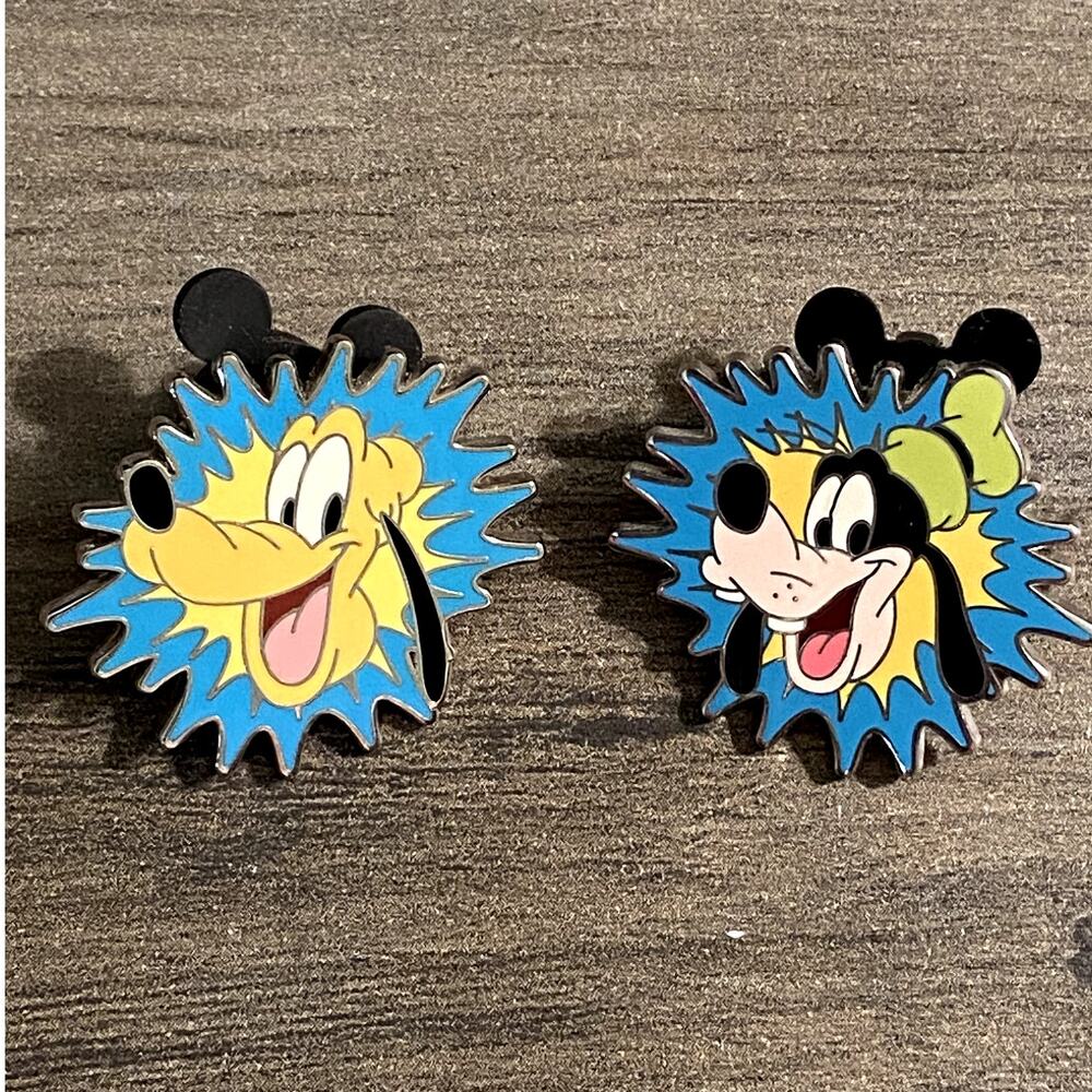 Disney Parks 2010 Collection Blue Starburst Splash (set of 2) Goofy & Pluto Pins